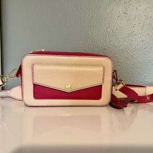 Michael Kors Small Two-Tone Pebbled Leather Camera Bag